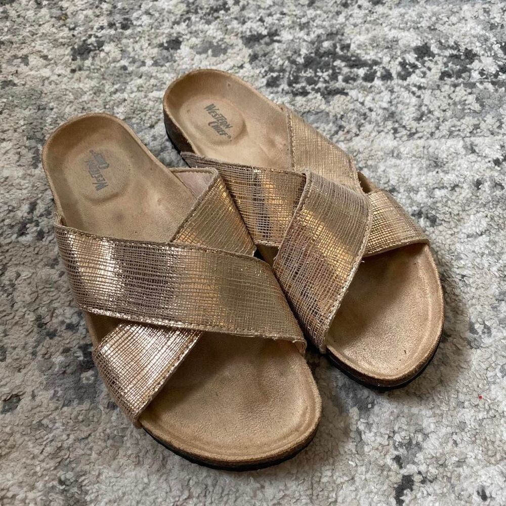 Western-chief Women's Gold Sandals sz 9